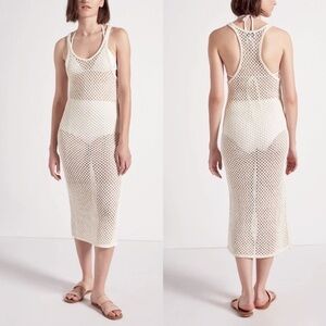 Current/Elliott‎ Crochet Midi Dress Cream XS Racerback Beach Resort Cover Up